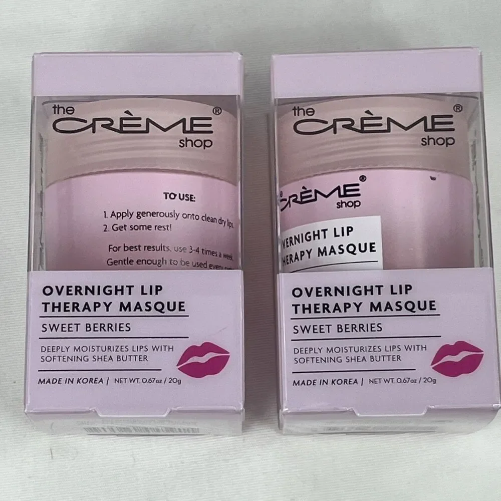 Lot of 2 The Creme Shop Overnight Lip Therapy Masque Sweet Berries 0.67 oz NEW